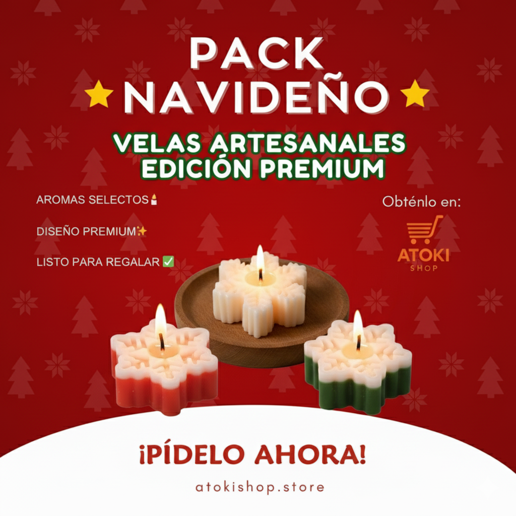 Sueño de Nieve – Pack Navideño de 4 Velas Copo de Nieve