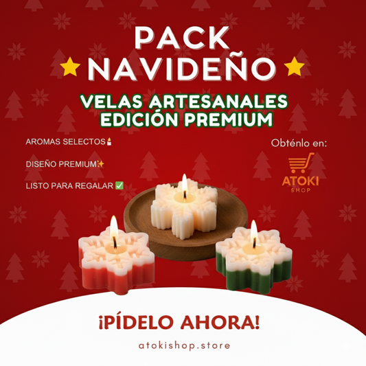 Sueño de Nieve – Pack Navideño de 4 Velas Copo de Nieve