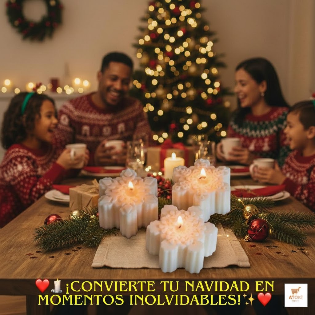 Sueño de Nieve – Pack Navideño de 4 Velas Copo de Nieve